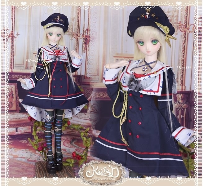 【Kon’D】DD dy 寄せ胸/L胸・DDIII・DDS・M/L/寄せ胸 対応 ドール用お洋服セット(海軍少女)9点セット
