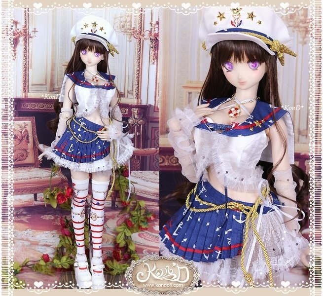 【Kon’D】DD dy 寄せ胸/L胸・DDIII・DDS・M/L/寄せ胸 対応 ドール用お洋服セット(海軍少女)9点セット