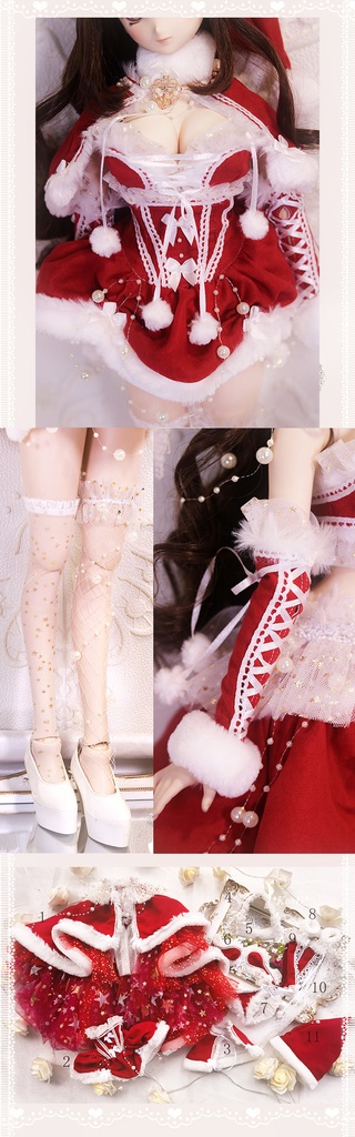 【Kon’D】DD dy 寄せ胸/L胸・DDIII・DDS・M/L/寄せ胸 対応 ドール用お洋服セット(2021クリスマス限定)11点セット
