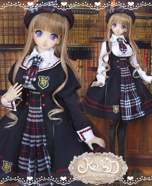 【Kon’D】DD dy 寄せ胸/L胸・DDIII・DDS・M/L/寄せ胸 バスト28cmまで対応 ドール用お洋服セット（私立女子学園）7点セット