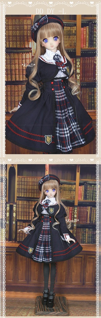 【Kon’D】DD dy 寄せ胸/L胸・DDIII・DDS・M/L/寄せ胸 バスト28cmまで対応 ドール用お洋服セット(私立女子学園)7点セット