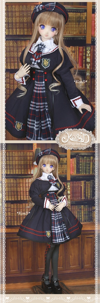 【Kon’D】DD dy 寄せ胸/L胸・DDIII・DDS・M/L/寄せ胸 バスト28cmまで対応 ドール用お洋服セット(私立女子学園)7点セット