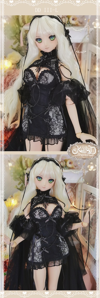 【Kon’D】DD dy 寄せ胸/L胸・DDIII・DDS・M/L/寄せ胸 バスト28cmまで対応 ドール用お洋服セット(gown快夢シリーズ)6点セット