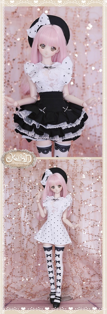 【Kon’D】DD dy 寄せ胸/L胸・DDIII・DDS・M/L/寄せ胸 バスト28cmまで対応 60cmのBJDドールまで対応 ドールドール用お洋服セット(ガールズクローゼット)6点セット