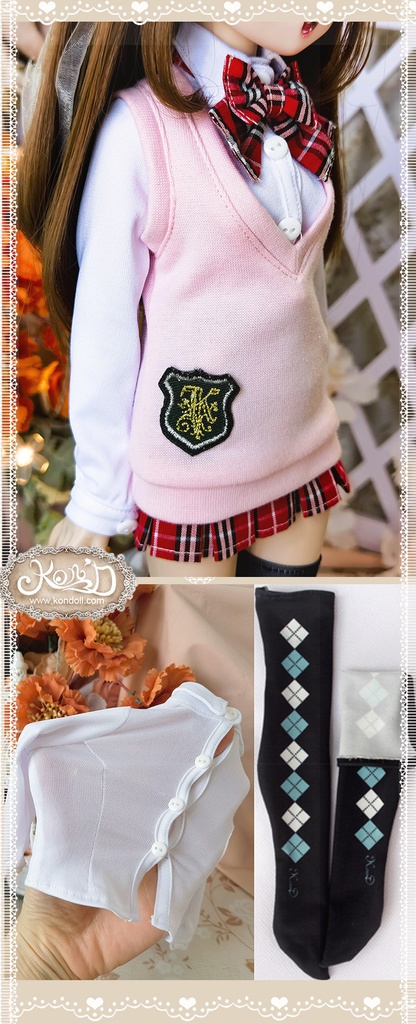 【Kon’D】MDD S胸/M胸/L胸・OB48・50・S胸/M胸/L胸 Holiday's Child 高さ約44cmまで対応 KUMAKO 約40cmドール用お洋服セット(制服セット)5点セット