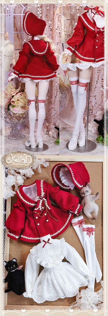 【Kon’D】DD dy寄せ胸/L胸・DDIII・DDS・M/L/寄せ胸 バスト24-28cmまで対応 58-62cmのBJDドールまで対応 ドールドール用お洋服セット(感謝の歌セット)5点セット