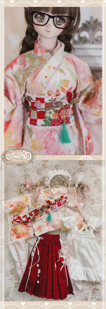 【Kon’D】DD dy寄せ胸/L胸・DDIII・DDS・M/L/寄せ胸 バスト24-28cmまで対応 58-62cmのBJDドールまで対応 ドールドール用お洋服セット(春の日(ロング)セット)10点セット