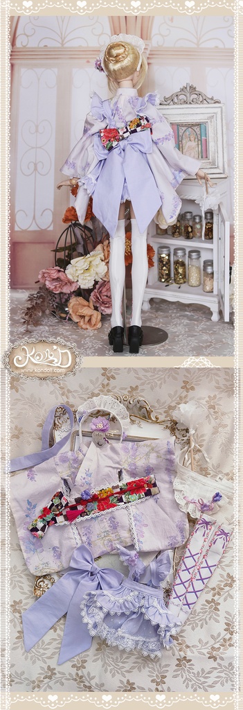 【Kon’D】DD dy寄せ胸/L胸・DDIII・DDS・M/L/寄せ胸 バスト24-28cmまで対応 58-62cmのBJDドールまで対応 ドールドール用お洋服セット(春の日(ショート)セット)10点セット