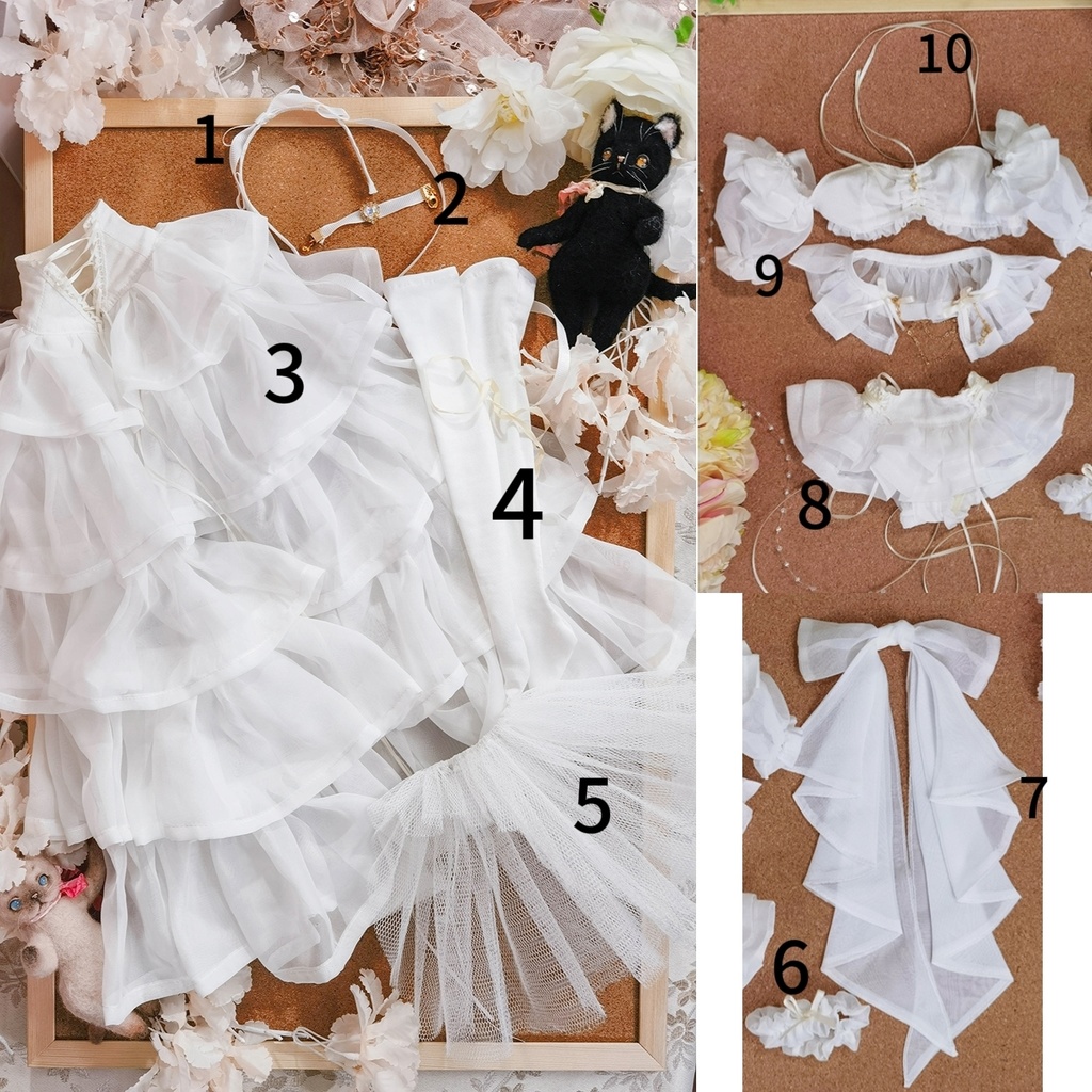 【Kon’D】DD dy寄せ胸/L胸・DDIII・DDS・M/L/寄せ胸 バスト24-28cmまで対応 58-62cmのBJDドールまで対応 ドールドール用お洋服セット(逃走中のプリンセス)10点セット