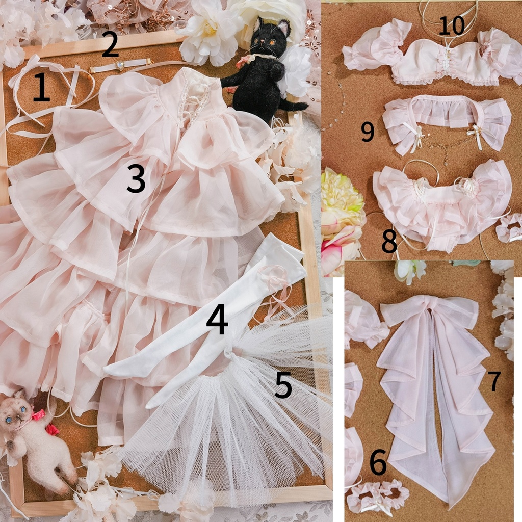 【Kon’D】DD dy寄せ胸/L胸・DDIII・DDS・M/L/寄せ胸 バスト24-28cmまで対応 58-62cmのBJDドールまで対応 ドールドール用お洋服セット(逃走中のプリンセス)10点セット