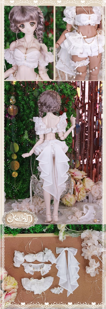 【Kon’D】DD dy寄せ胸/L胸・DDIII・DDS・M/L/寄せ胸 バスト24-28cmまで対応 58-62cmのBJDドールまで対応 ドールドール用お洋服セット(逃走中のプリンセス)10点セット