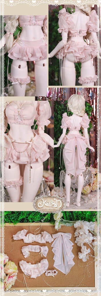 【Kon’D】DD dy寄せ胸/L胸・DDIII・DDS・M/L/寄せ胸 バスト24-28cmまで対応 58-62cmのBJDドールまで対応 ドールドール用お洋服セット(逃走中のプリンセス)10点セット