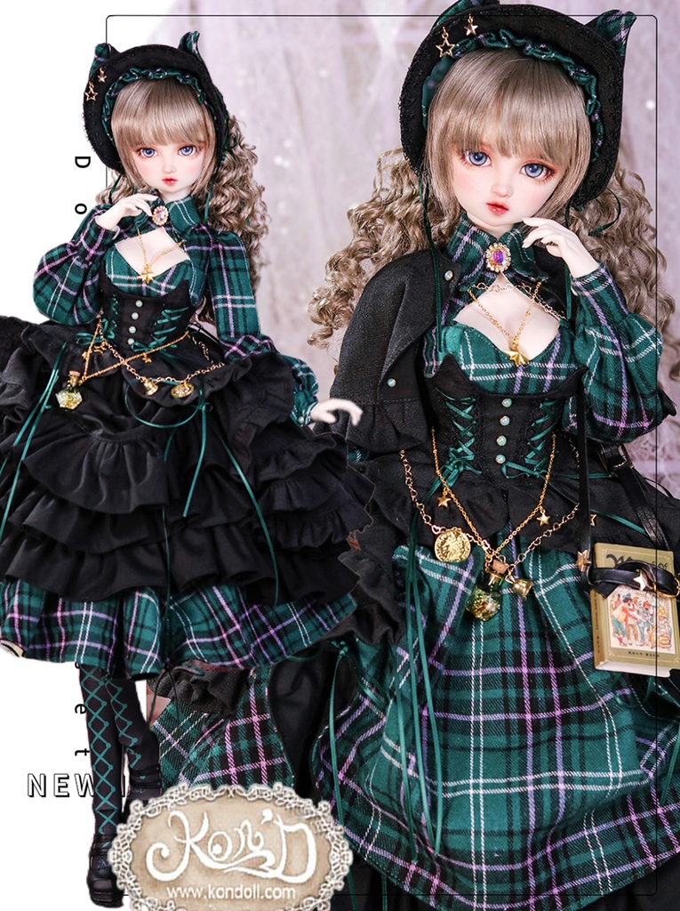 【数量限定】【Kon’D】DD dy寄せ胸/L胸・DDIII・DDS・M/L/寄せ胸 バスト26-28cmまで対応 60-62cmのBJD、SD16ドールまで対応ドール用お洋服セット(魔法見習い)10点セット