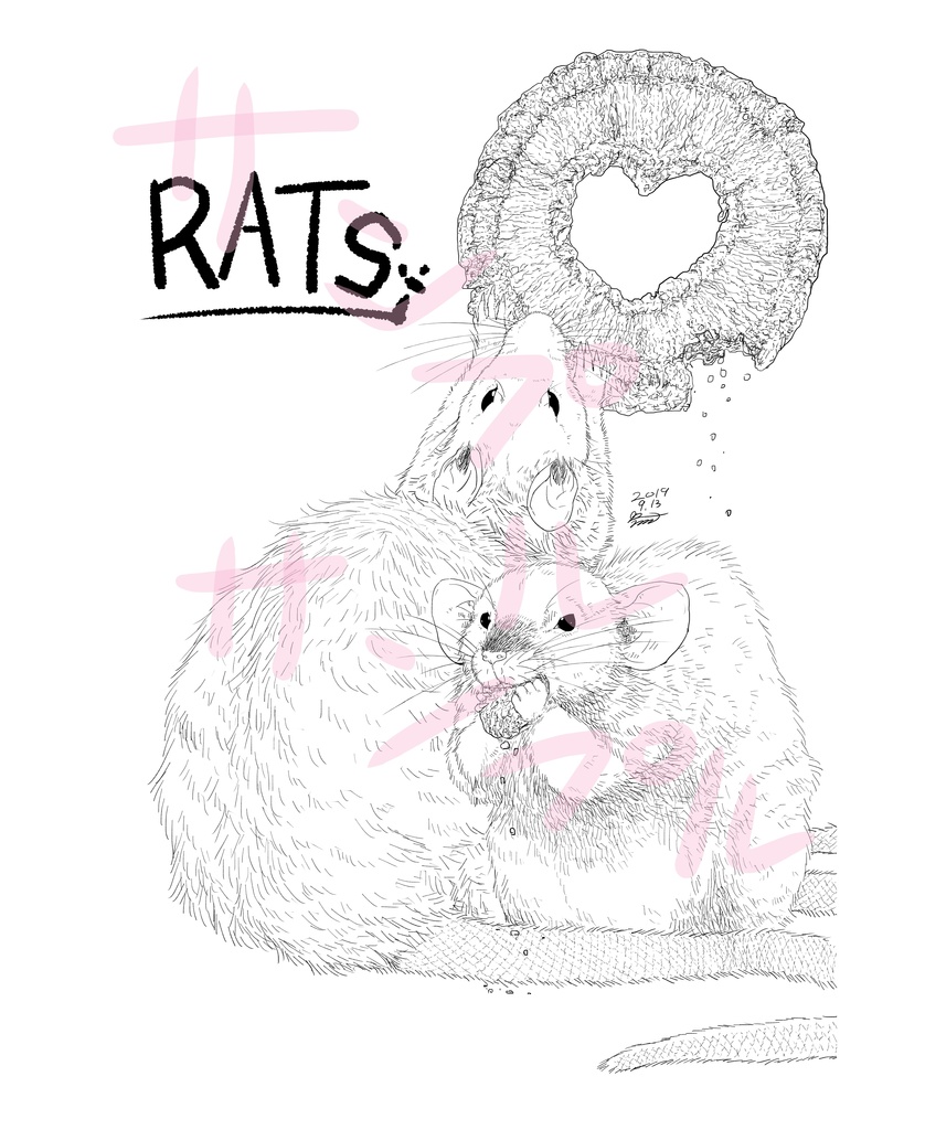 ドーナツを食べるラットTシャツ 白