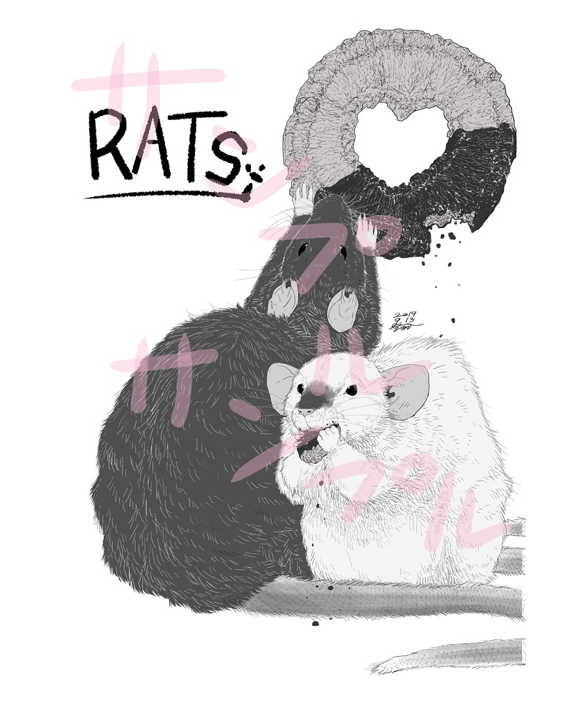 ドーナツを食べるラットTシャツ 白