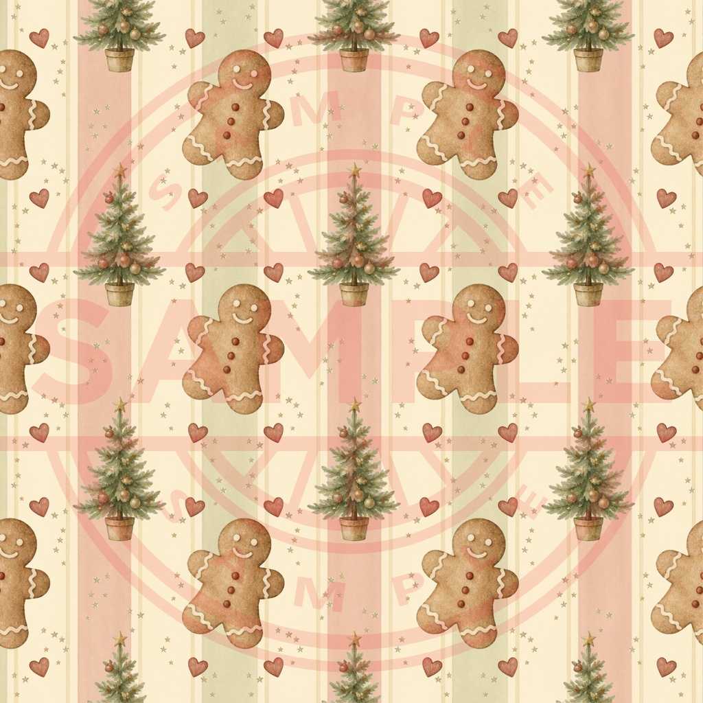 Antique Christmas|デザインペーパー5種セット|生成り&ストライプ|デジタル素材
