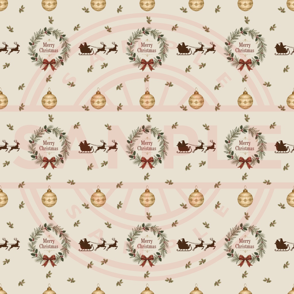 大人かわいいクリスマス♪|デザインペーパー5種セット|ベージュ|デジタル素材|Antique Christmas