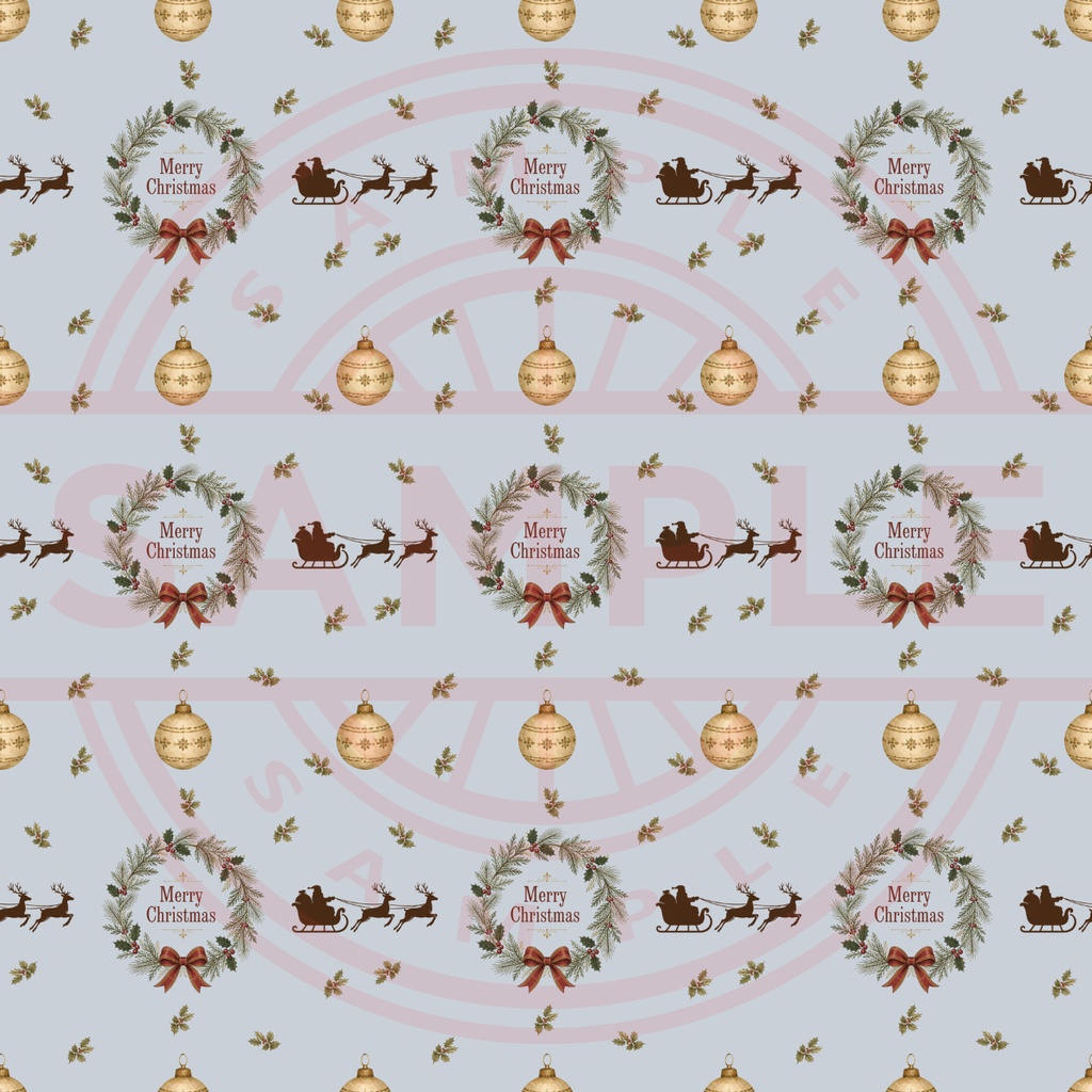 大人かわいいクリスマス♪|デザインペーパー5種セット|くすみブルー|デジタル素材|Antique Christmas
