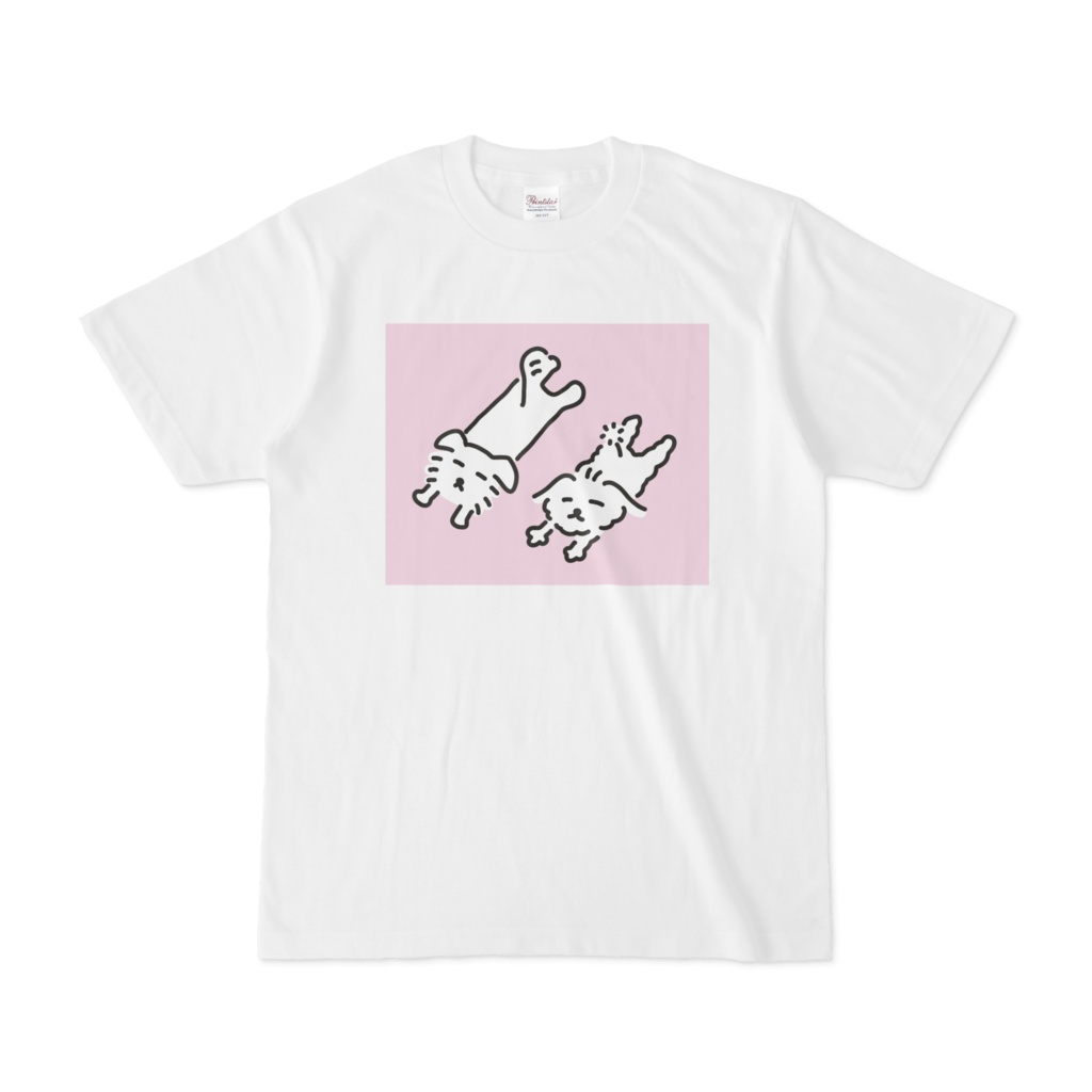 ゆるちくミルTシャツ　ごろごろ白　背景色付き