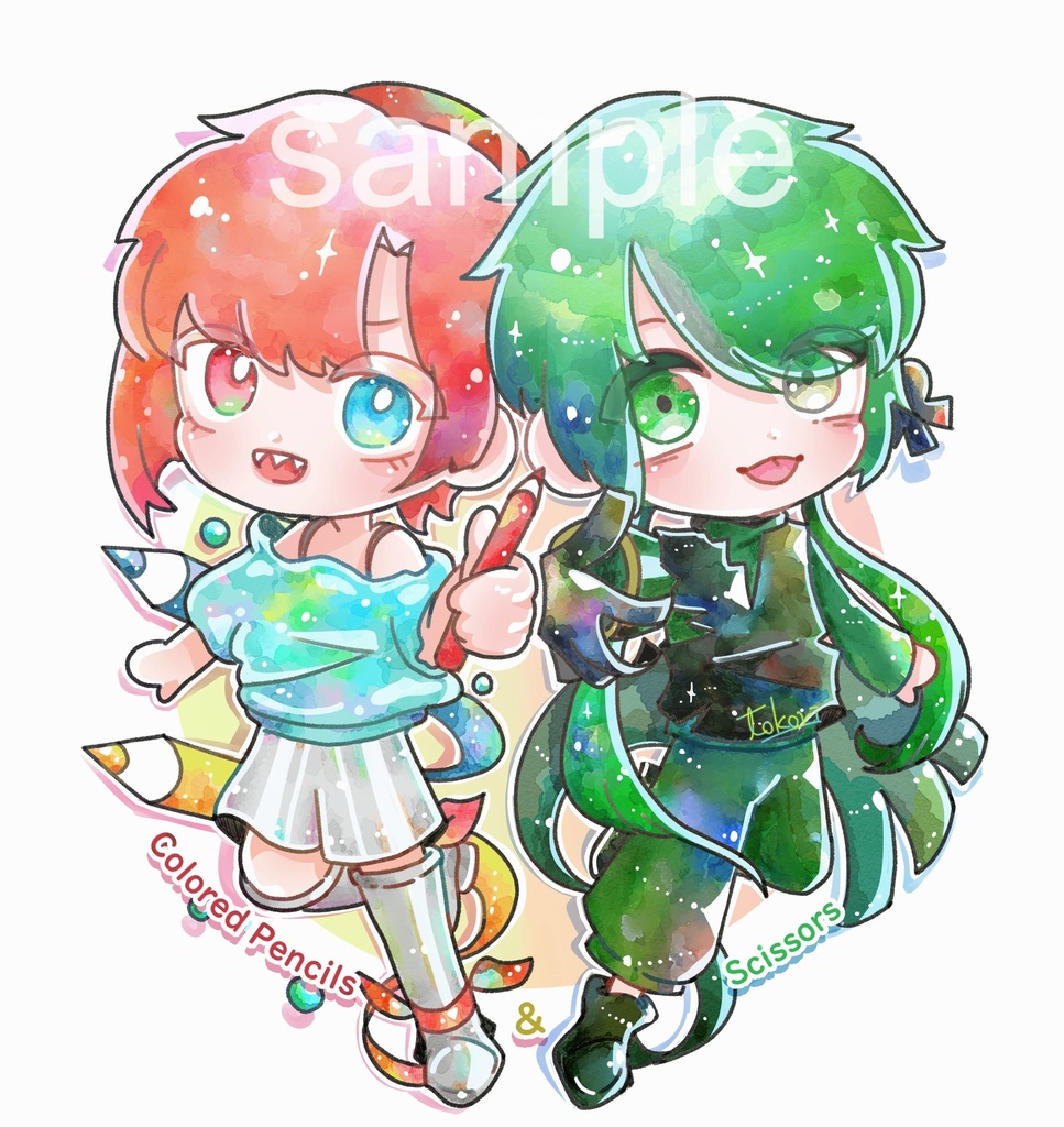擬人化アクキー　ハサミ&イロエンピツ