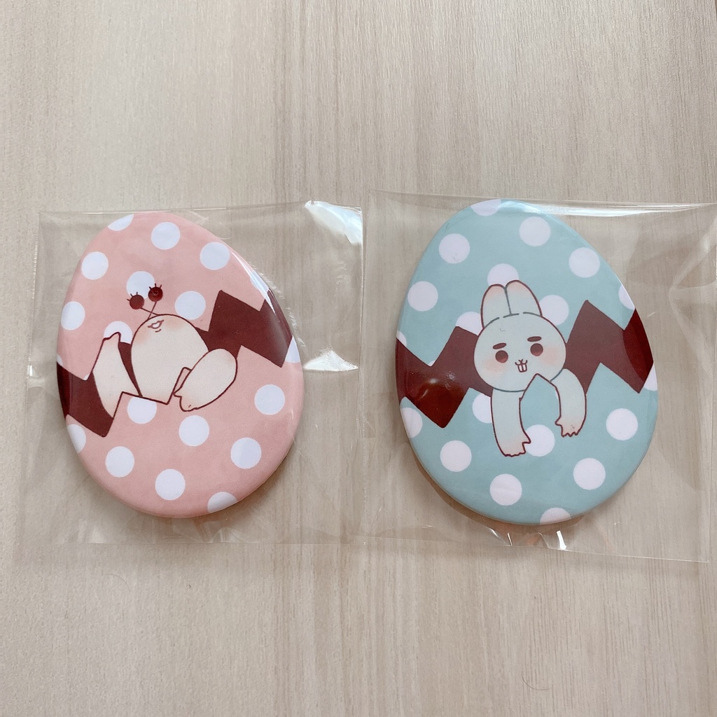 ムリ子＆バニ雄たまご缶バッジ