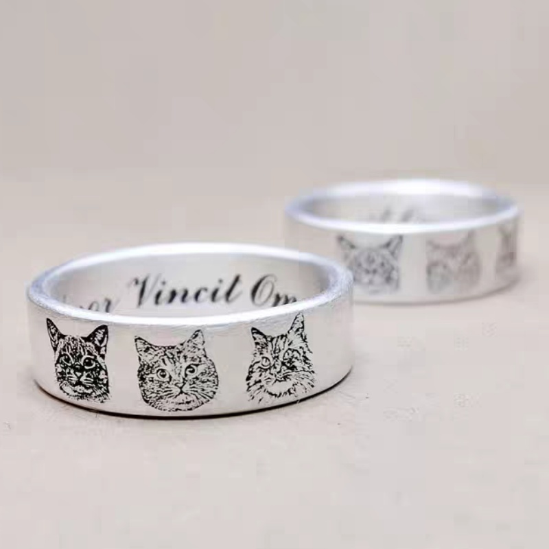 【うちの子 オーダー】うちの子 指輪 彫刻 プラスサイズのリング 愛犬 写真 プリント 999 シルバー 愛猫 ペット 動物 うさぎ 鳥 ハムスター 写真 オーダー 我が子 グッズ