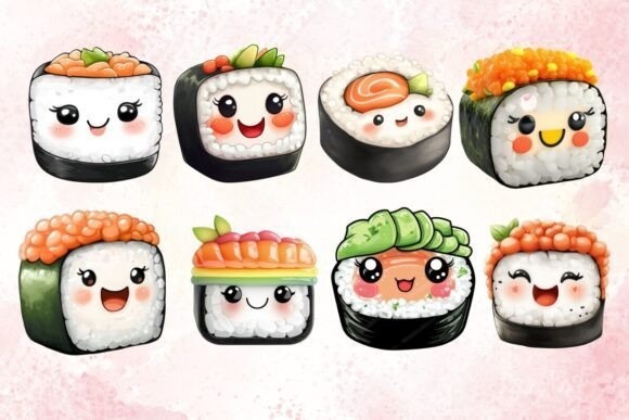 かわいい寿司昇華クリップアートバンドル