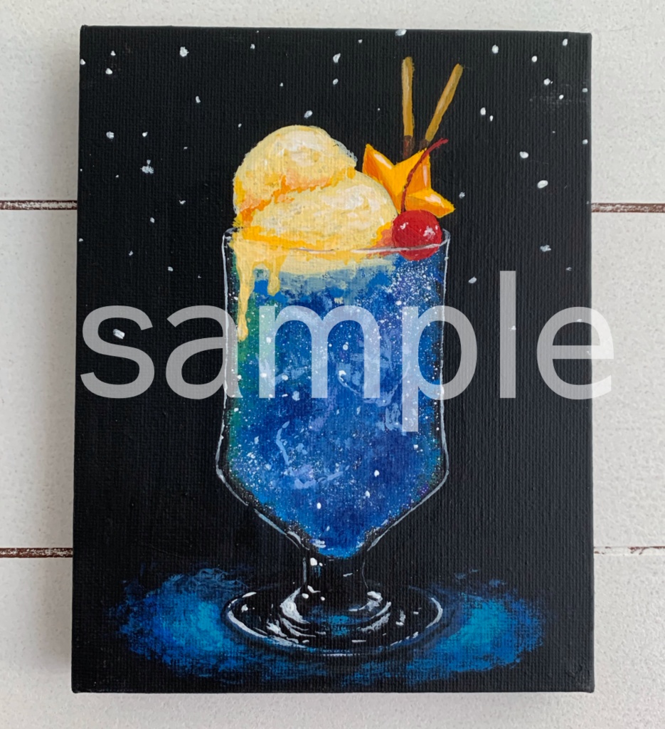 【キャンバス】宇宙クリームソーダ【アクリル絵具】