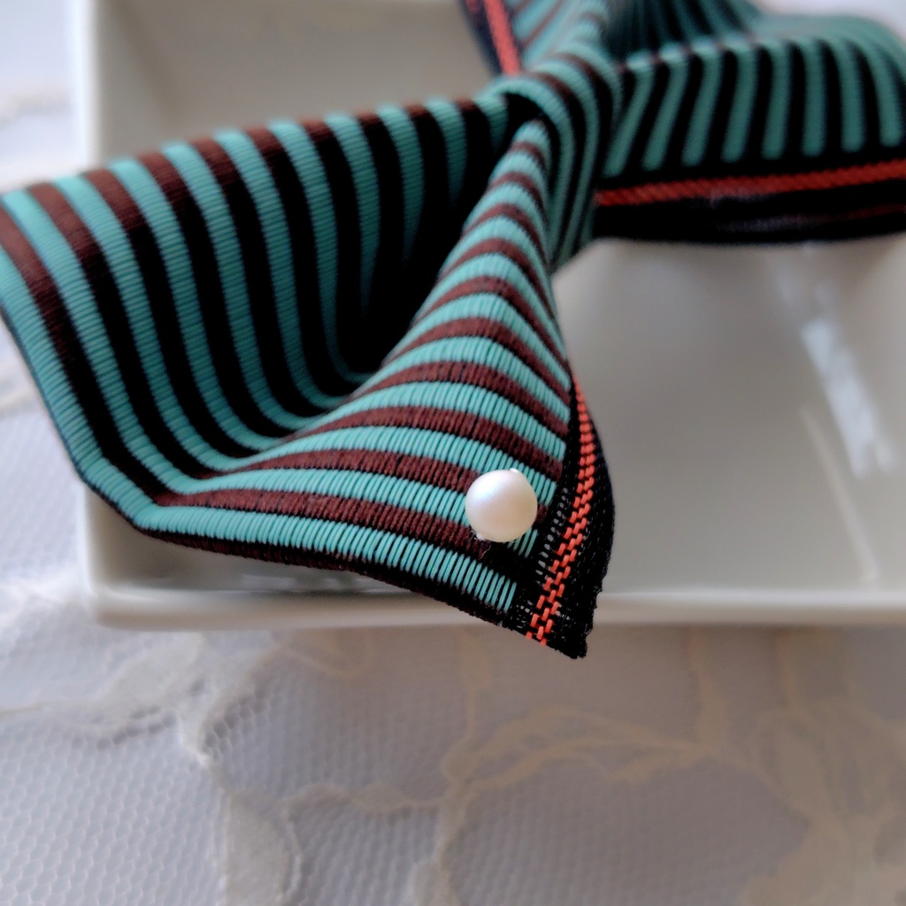 ちょこみんと リボンバレッタ 和小物 ストライプ 003001