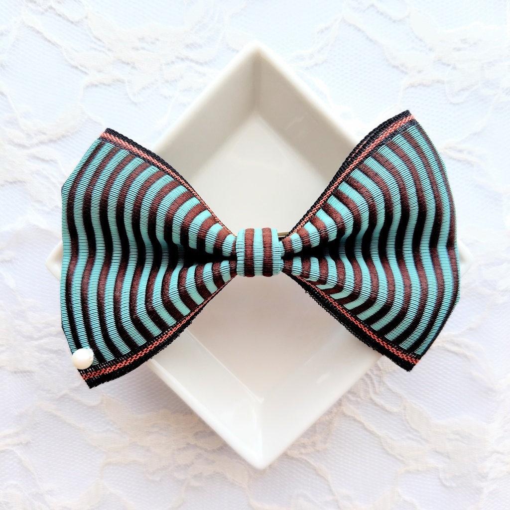 ちょこみんと リボンバレッタ 和小物 ストライプ 003001