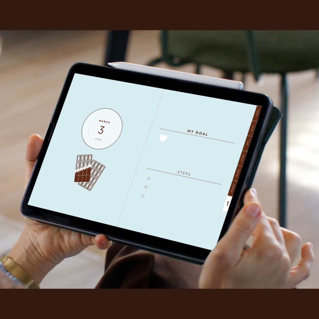 チョコミントのデジタル手帳 2026年3月【お試し価格】 | 月間 週間 日曜始まり ジャーナル プランナー 予定管理 バレットジャーナル 手帳 スケジュール リンク付き 006001