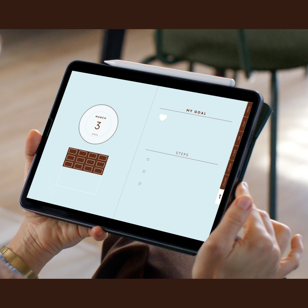 フレーバーチョコのデジタル手帳2026年3月〜2027年3月 | 月間 週間 日曜始まり 4月始まり ジャーナル プランナー 予定管理 バレットジャーナル 手帳 スケジュール リンク付き 006002