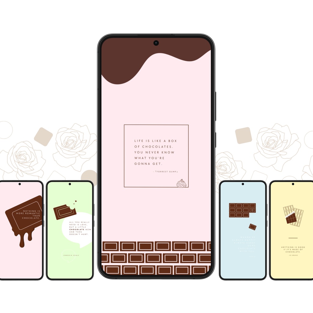 フレーバーチョコのスマホ壁紙 | チョコミント バナナ メロン いちご ミルク 001002