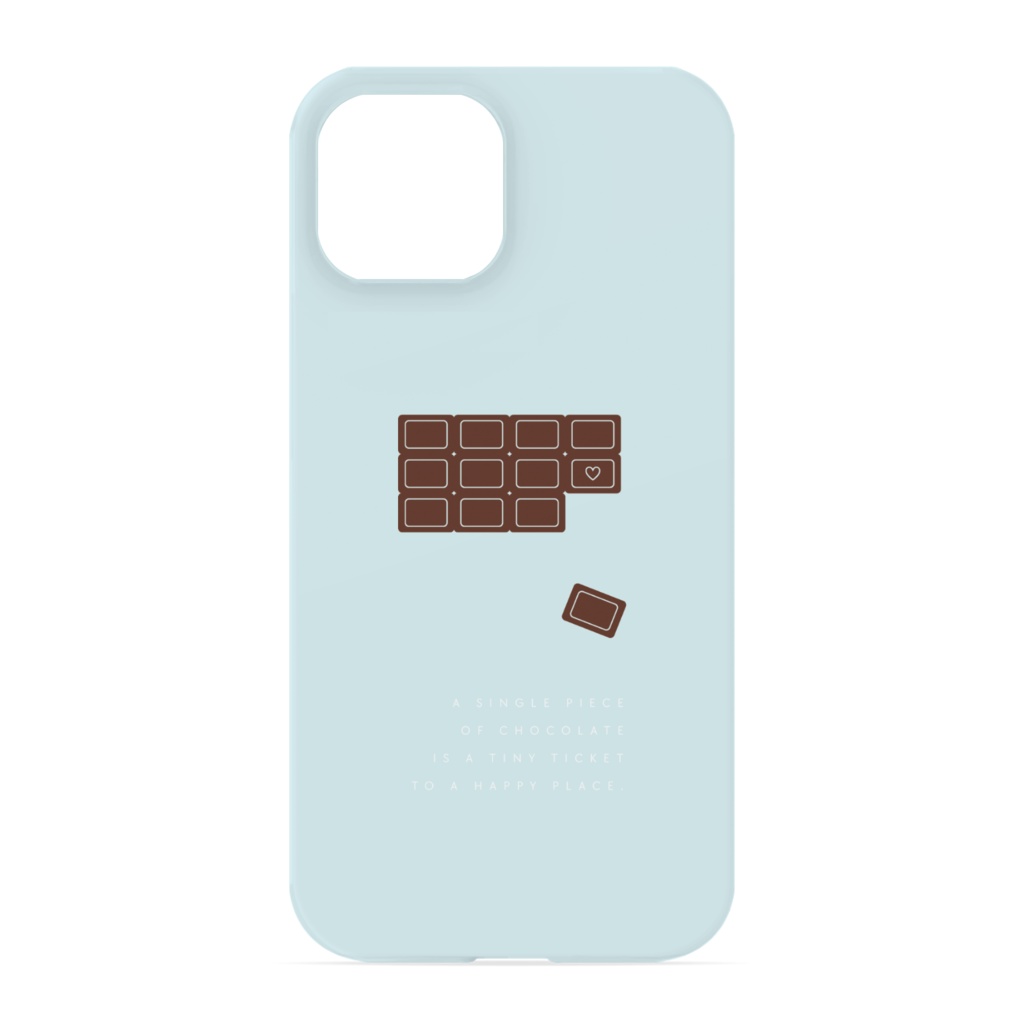 ミントチョコこぼれブロック スマホケース | iPhone 板チョコ 水色 002003