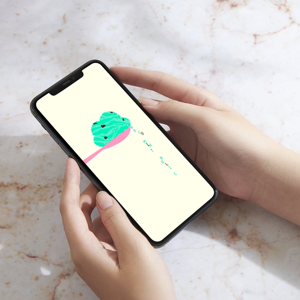 チョコミントアイスクリームのスマホ壁紙 | 水色 ブルー 平成 レトロ