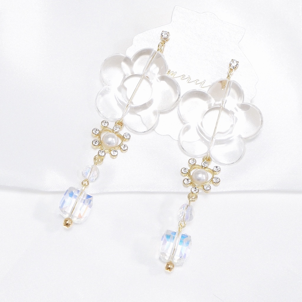【販売終了】秋奈 ハンドメイド クリア フラワー ピアス イヤリング