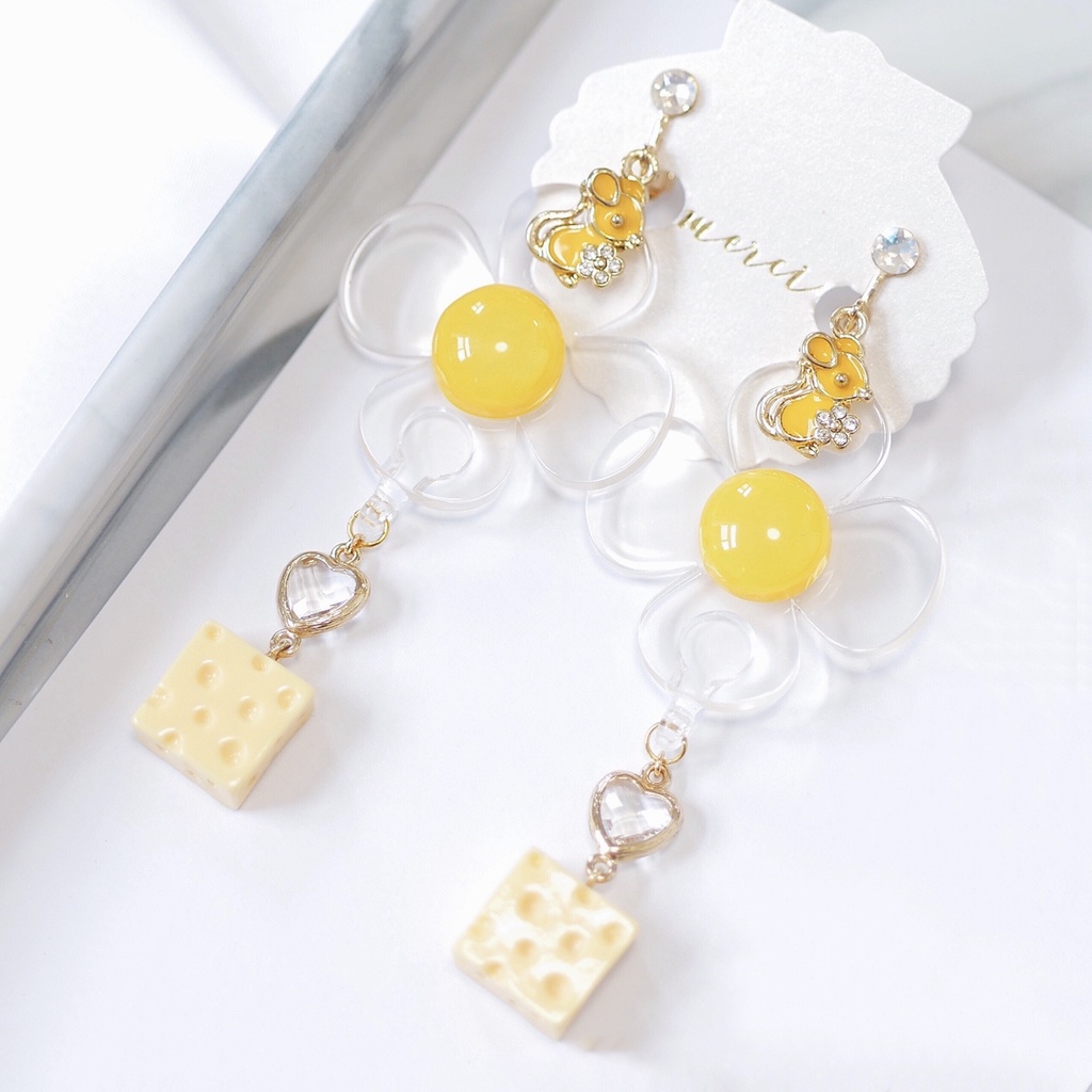 【販売終了】秋奈 ハンドメイド マウスのチーズを探す旅 イヤリング