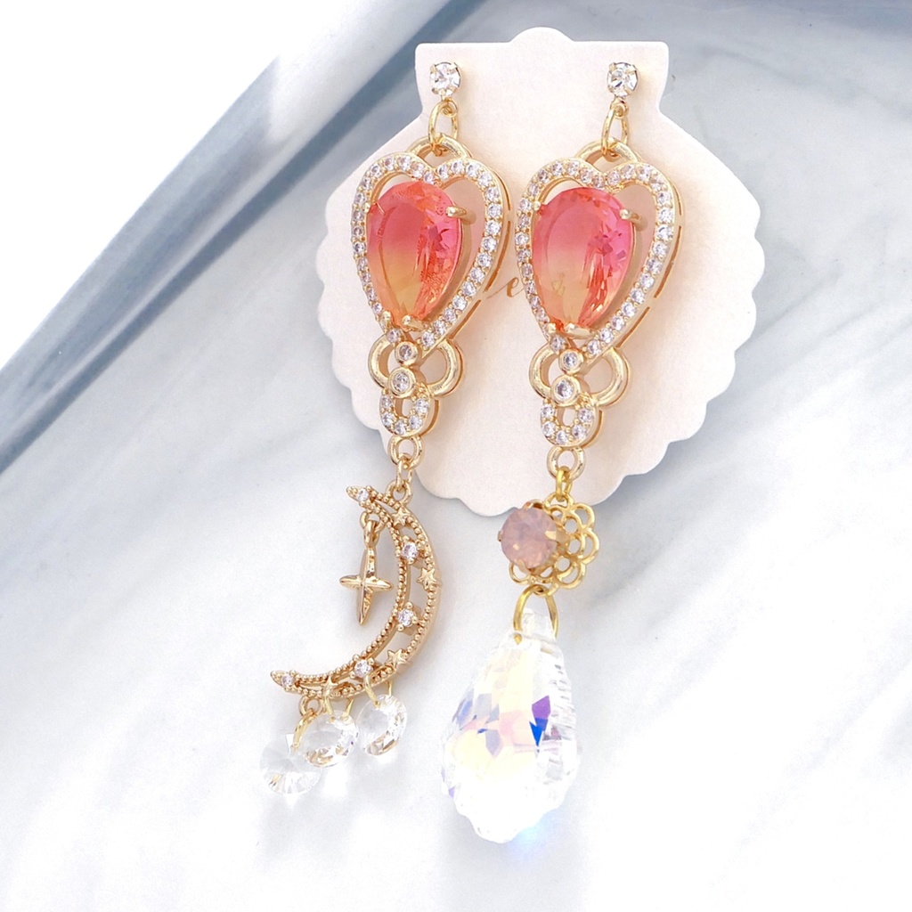 【販売終了】秋奈 ハンドメイド 月を求めて レッドVer ピアス イヤリング