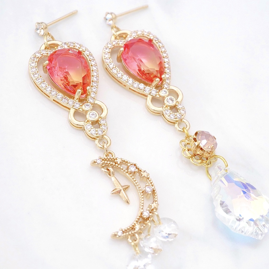 【販売終了】秋奈 ハンドメイド 月を求めて レッドVer ピアス イヤリング