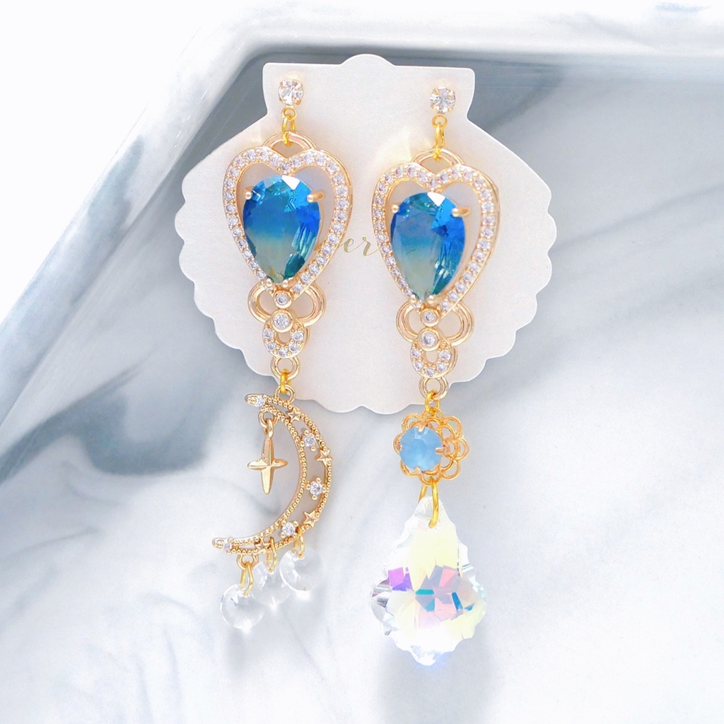 【販売終了】秋奈 ハンドメイド 月を求めて ブルーVer ピアス イヤリング