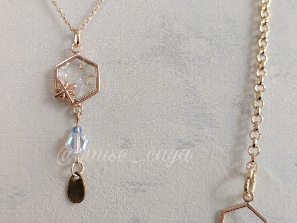 六角形のゴールドネックレス2種