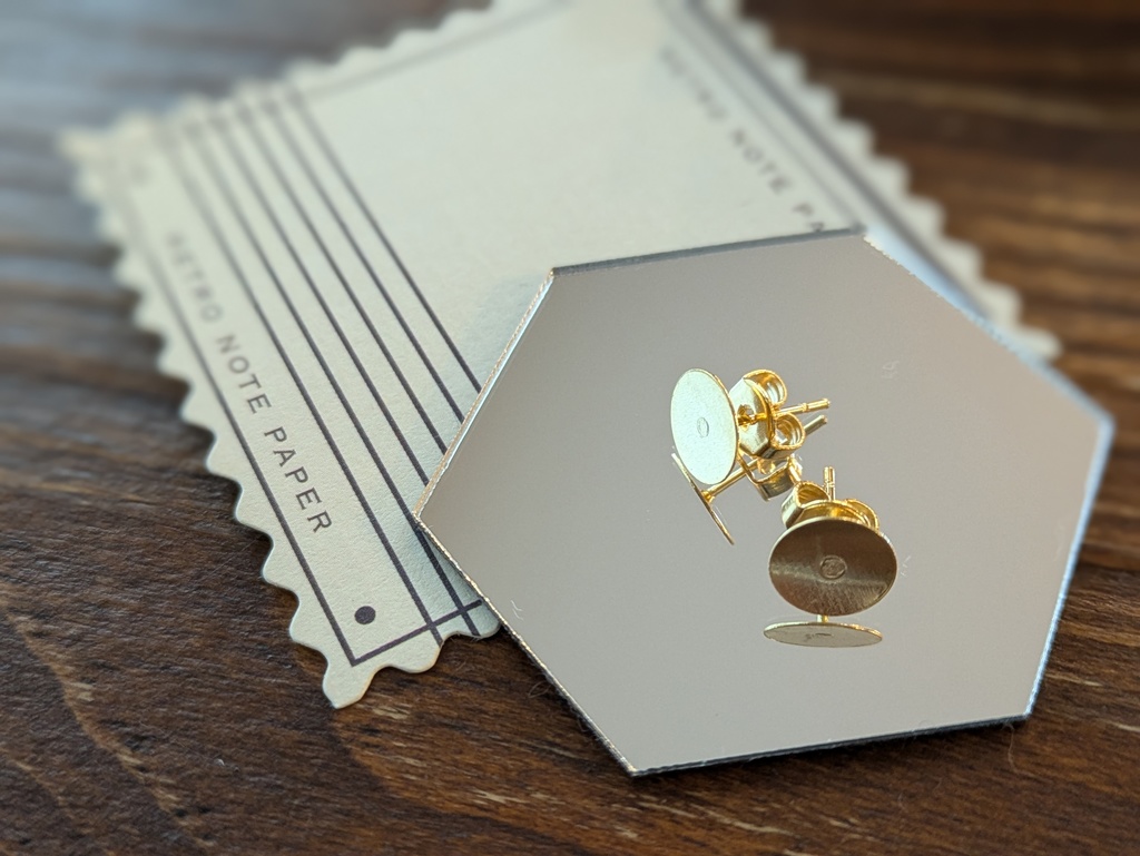 深い青とドライフラワーの耳かざり