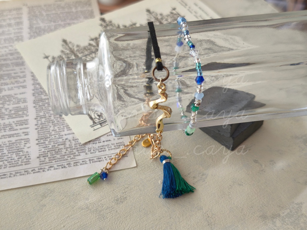 青と緑のバイカラー2連ブレスレット