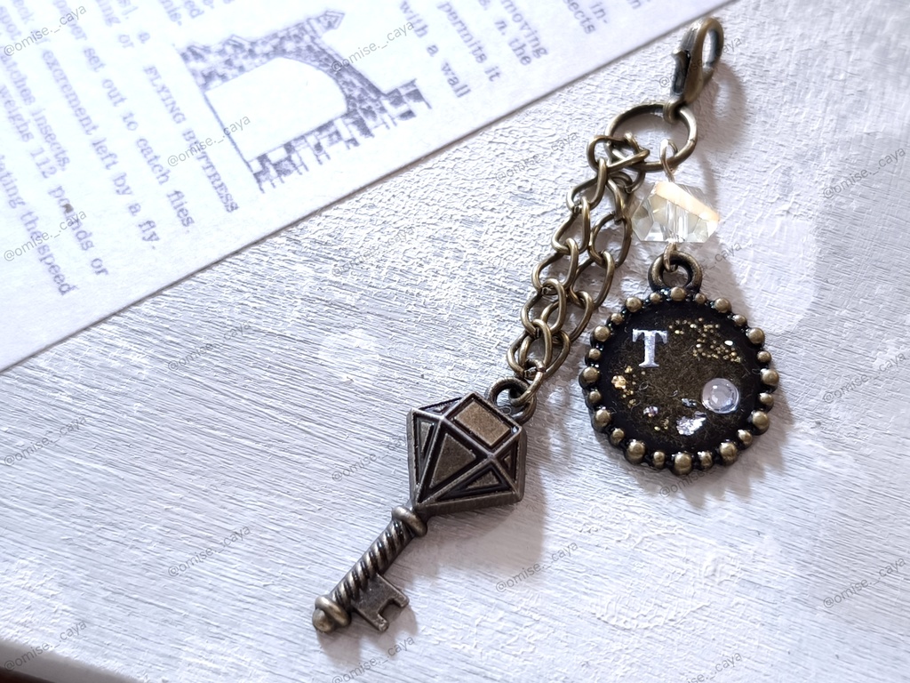 アンティークキーのファスナーチャーム【T】