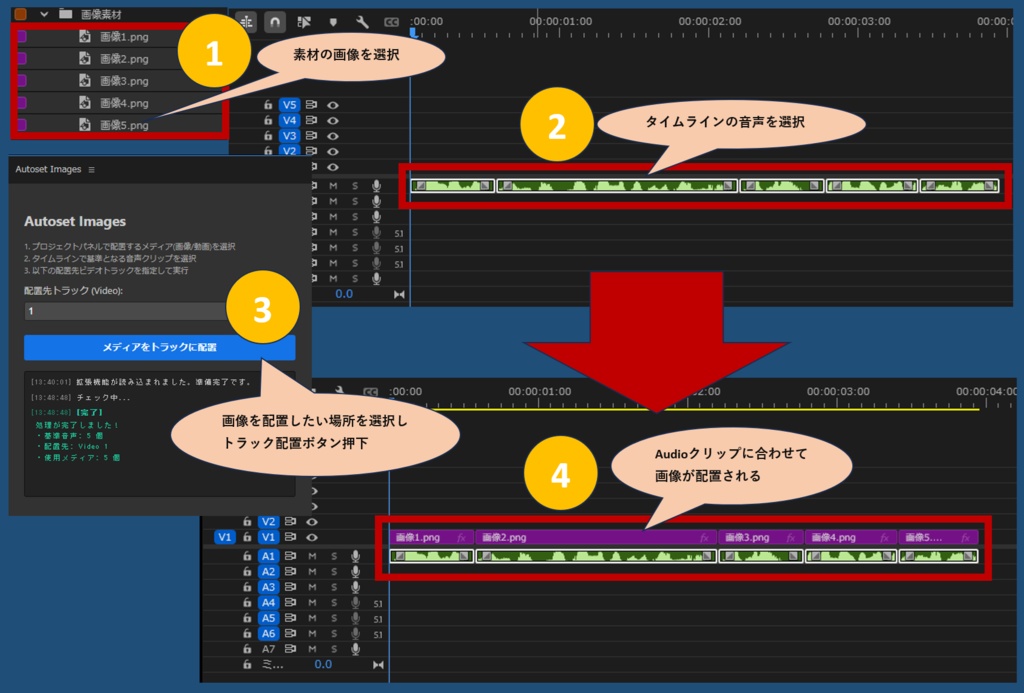 Premiere Pro用 音声に合わせて画像/動画素材自動配置 エクステンション 「Autoset Images」