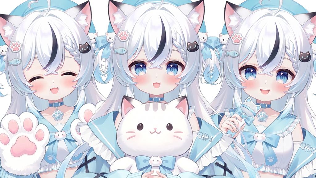 【限定一点|予告】Blue Cat Girl【Live2Dモデル】