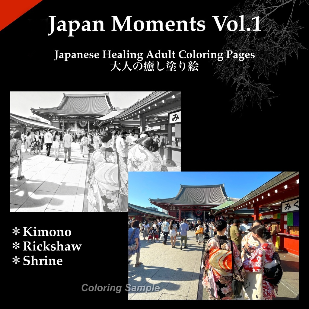 Japan Moments Vol.1|Japanese Healing Adult Coloring Pages|大人の癒し塗り