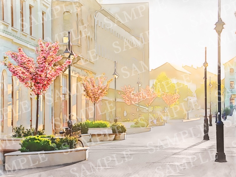 背景イラスト素材【外国の街並み①】