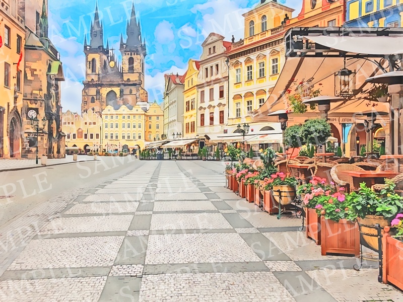 背景イラスト素材【外国の街並み②】