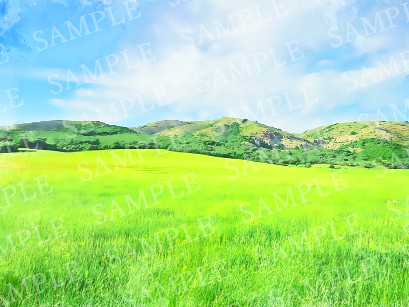 背景イラスト素材【草原①】